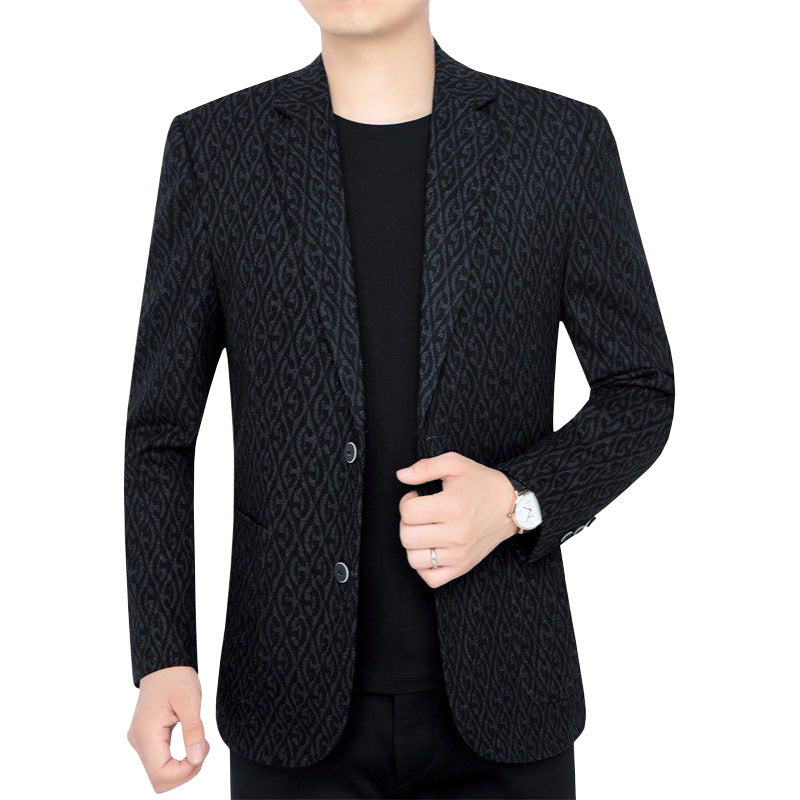 Herren Einreihiges Jacquard-Sakko mit schmaler Silhouette und feiner Struktur Drune