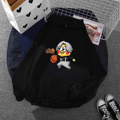 Unisex nan Kapuzenpullover mit Comic-Küken Basketballprint, Kängurutasche und weichem Fleece Drune