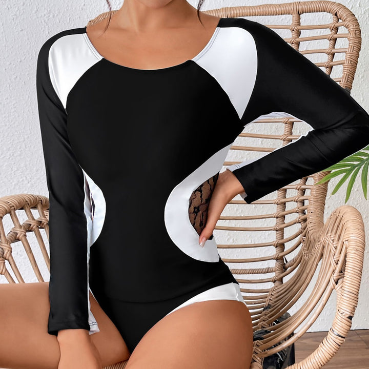 Damen Sportlicher Langarm Badeanzug Drune