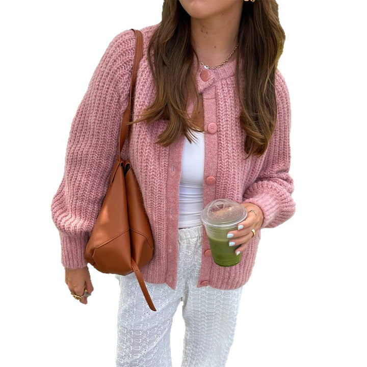 Damen nan grobgestrickter Oversize-Cardigan mit Kokosknopfleiste und überschnittener Schulter Drune