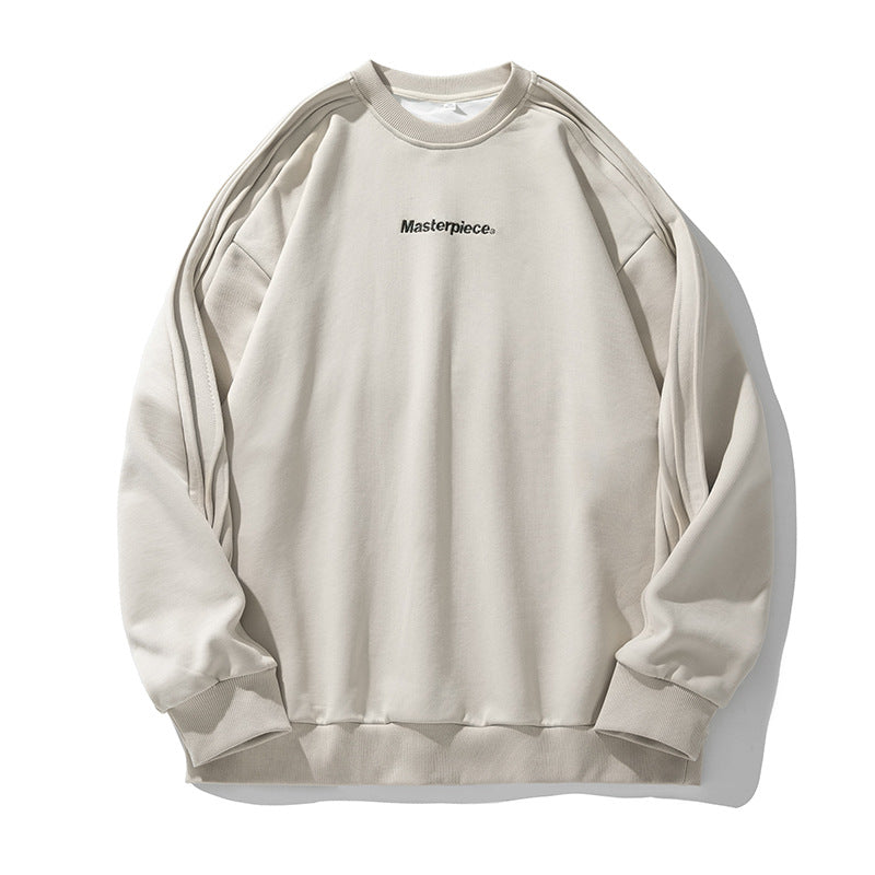 Unisex Oversize-Sweatshirt im Minimalstil mit Schulterpaspeln und feiner Bruststickerei Drune
