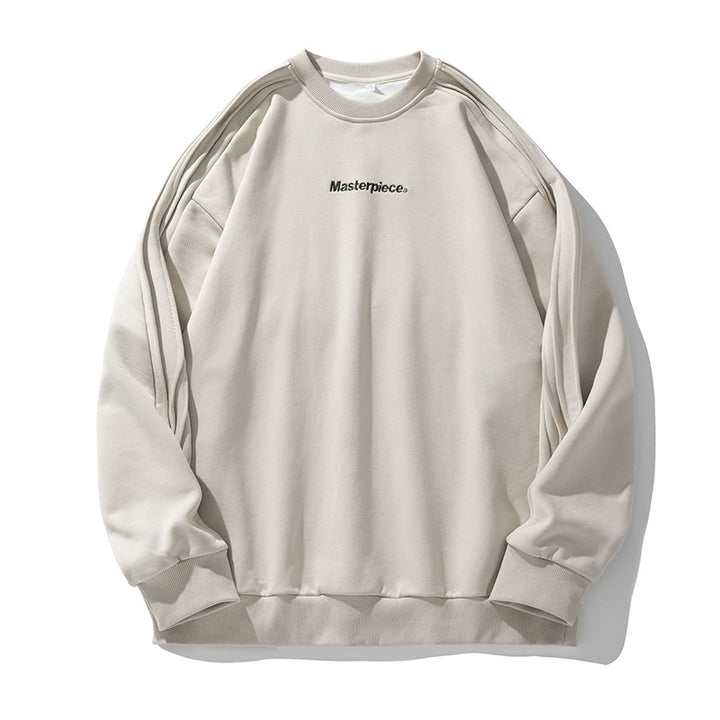 Unisex Oversize-Sweatshirt im Minimalstil mit Schulterpaspeln und feiner Bruststickerei Drune