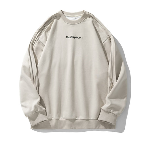 Unisex Oversize-Sweatshirt im Minimalstil mit Schulterpaspeln und feiner Bruststickerei Drune