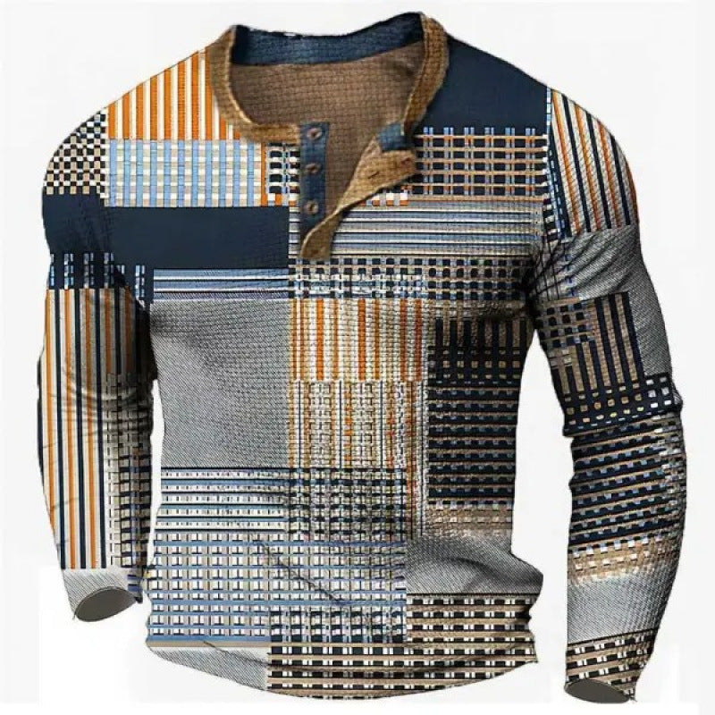 Herren Sportliches Langarmshirt mit Knopfleiste Drune