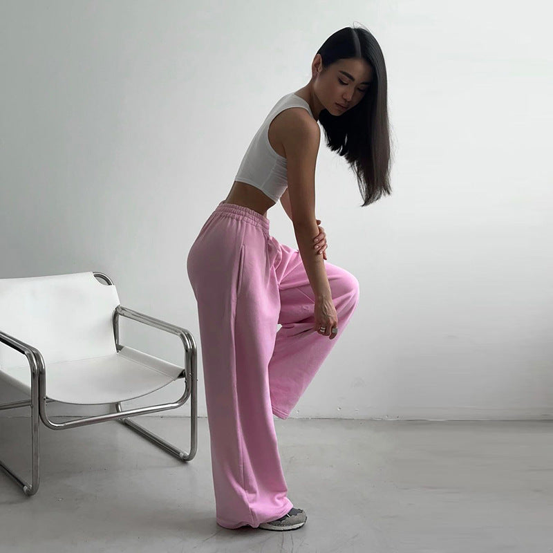 Damen bequeme Freizeithose mit elastischem Bund und weitem Schnitt Drune