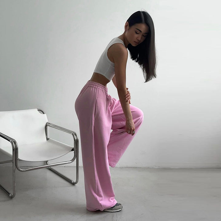 Damen bequeme Freizeithose mit elastischem Bund und weitem Schnitt Drune
