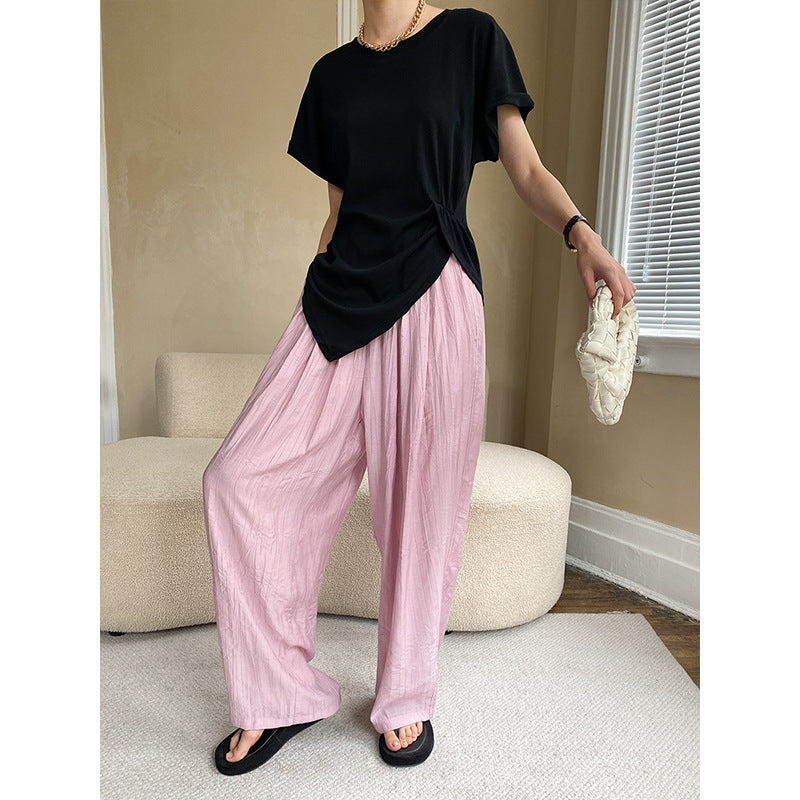 Damen lässiges Kurzarmshirt mit asymmetrischem Schnitt und modischem Knotendetail Drune