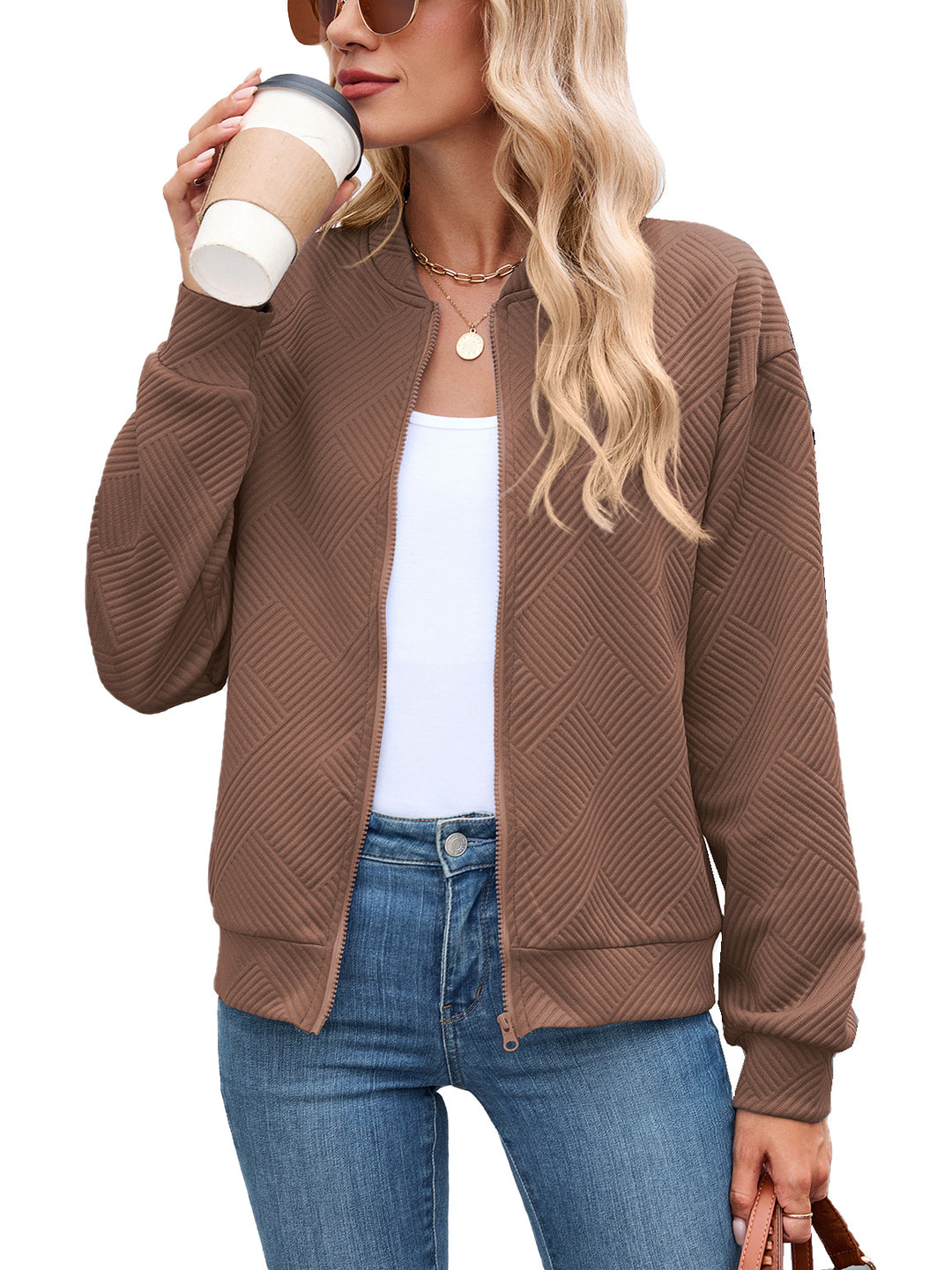 Damen Sportliche Bomberjacke mit strukturiertem Design Drune