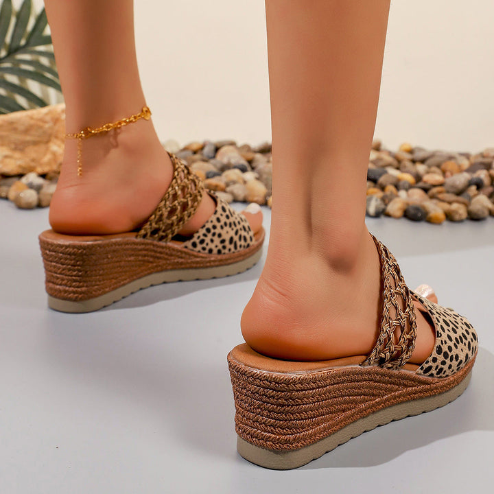 Damen Riemensandalen mit geflochtenem Obermaterial und bequemem Blockabsatz Drune