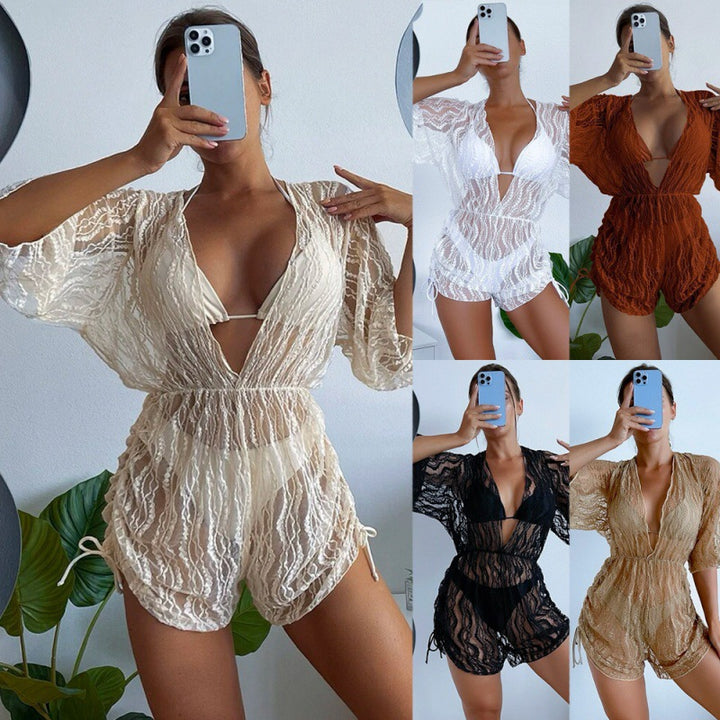 Damen Transparente Strandoveralls Drune