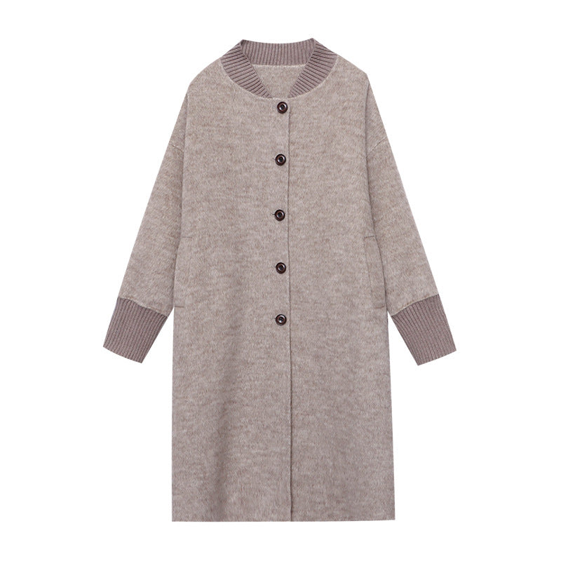 Damen langgeschnittener Strickmantel mit praktischen Knöpfen und elegantem Design Drune