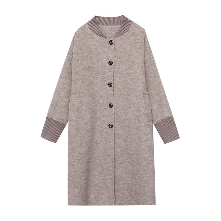 Damen langgeschnittener Strickmantel mit praktischen Knöpfen und elegantem Design Drune