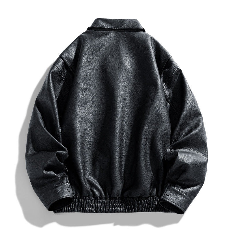Herren Lässige Kunstlederjacke mit praktischen Taschen Drune