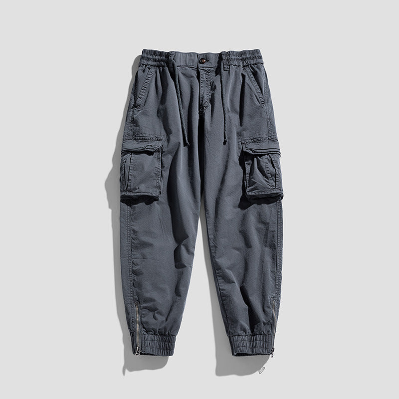 Herren Cargo-Jogginghose im Utility‑Stil mit Tunnelzugbund, Mehrfachtaschen und Reißverschluss‑Knöchel Drune