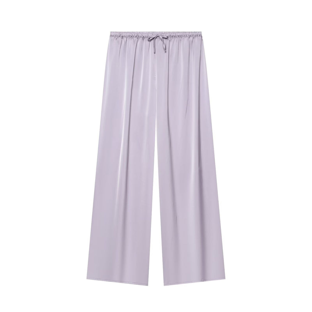 Damen nan luftig-weite Palazzo-Hose mit elastischem Bund und Kordelzug Drune