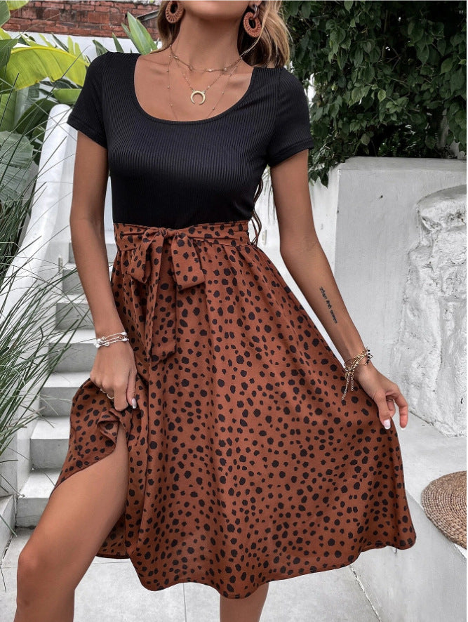 Damen Midikleid mit ausgestelltem Rock und modischem Punktedesign Drune