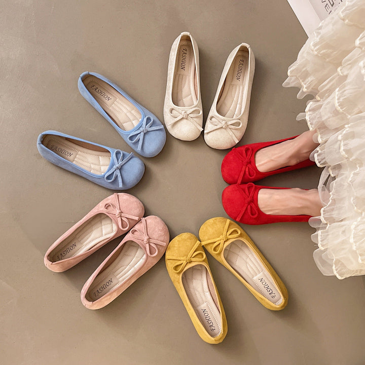 Damen elegante Ballerinas mit zierlichem Schleifendetail Drune