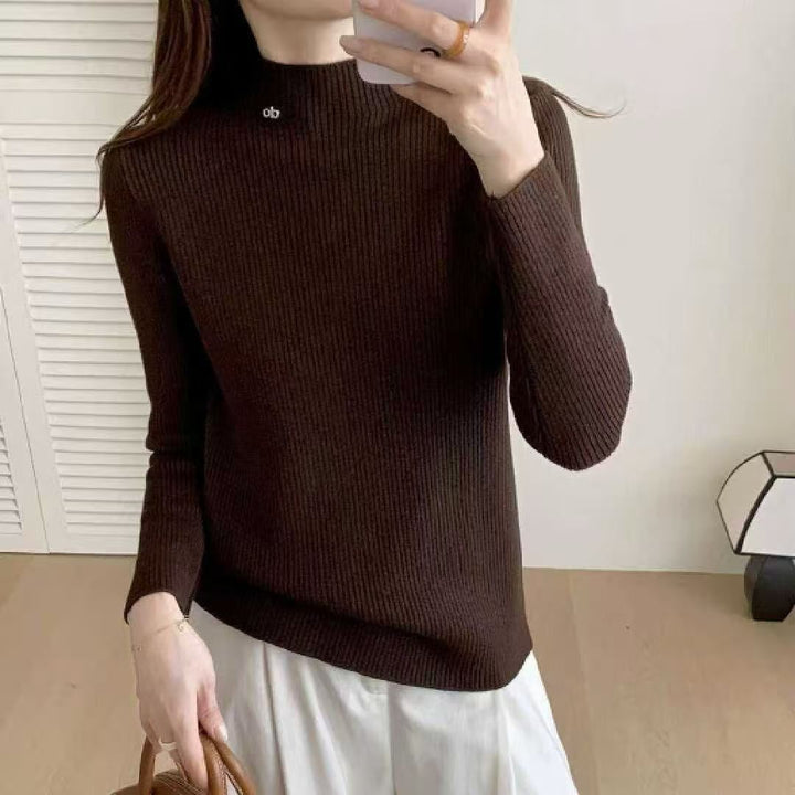 Damen Hochwertiger Rippenpullover mit Stehkragen Drune