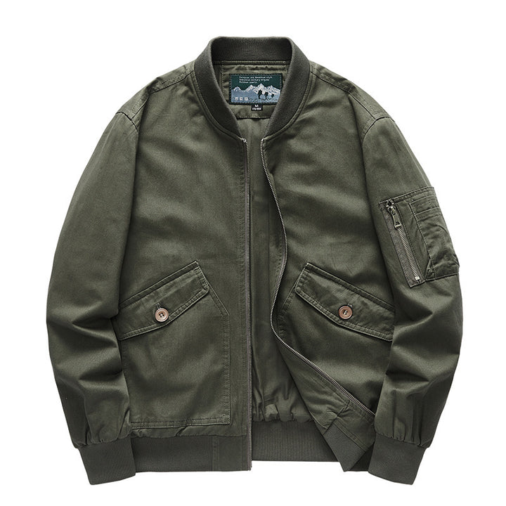 Herren Robust-Canvas-Bomberjacke mit Reißverschluss-Ärmeltasche und aufgesetzten Klappentaschen Drune