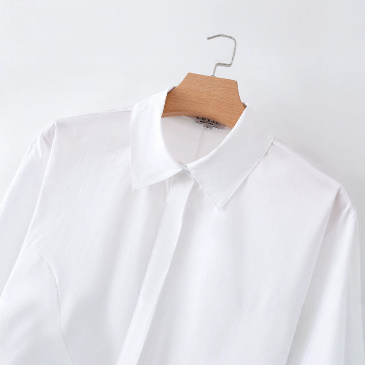 Damen Taillierte Popelinbluse mit Brustabnähern und verdeckter Knopfleiste Drune