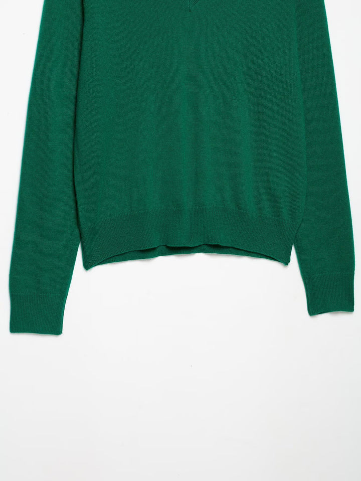 Damen Leichter V‑Ausschnitt Feinstrickpullover mit geripptem Saum Drune