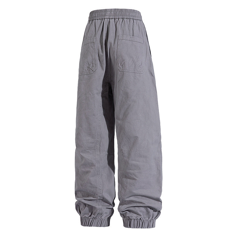 Herren Oversized Utility-Jogginghose aus robustem Baumwollmix mit Kordelbund, seitlichen Cargo‑Taschen & gerippten Bündchen Drune