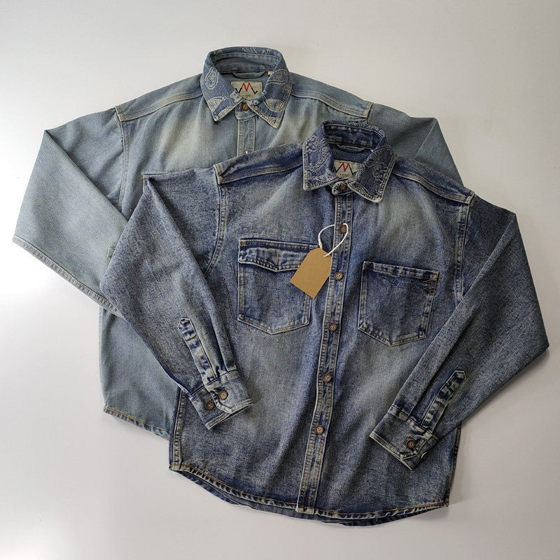 Herren Klassische Denim-Hemdjacke Drune