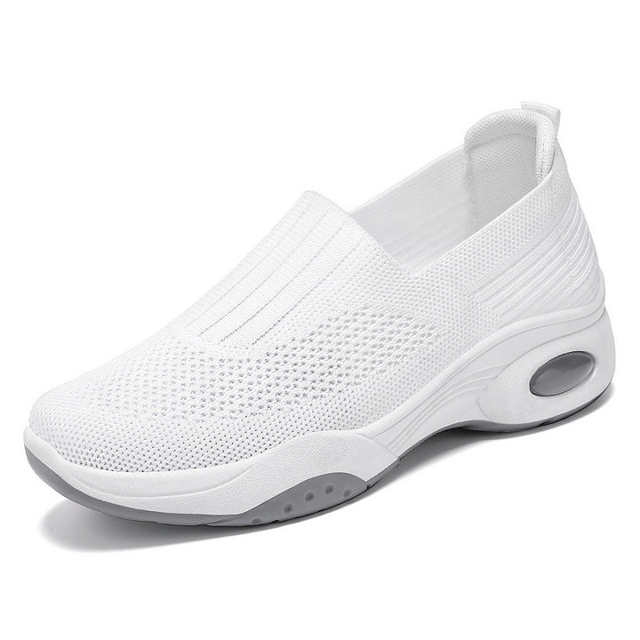 Damen nan nahtloser Strick-Slipper mit erhöhtem Plateau-Luftdämpfer und ergonomischer Fersenstütze Drune