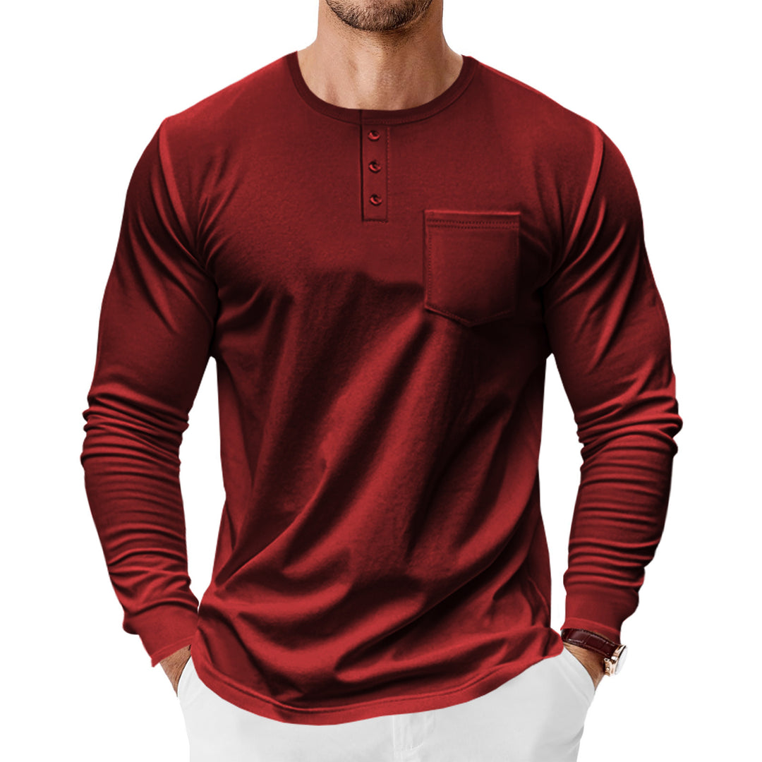 Herren Langarm-Hemden mit Knopfleiste und Brusttasche Drune