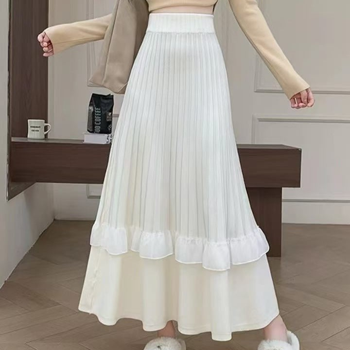 Damen Eleganter Maxi-Rock mit Volant und strukturiertem Design Drune