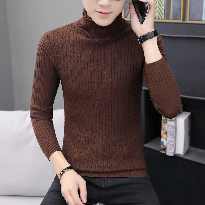 Herren Taillierter Thermo-Rollkragenpullover mit Zopf- und Rippstrickstruktur Drune