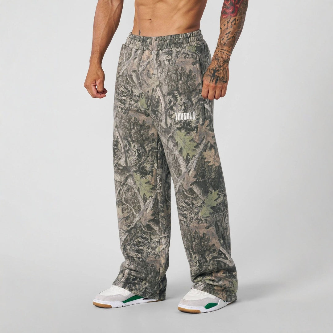 Herren nan weite Camouflage-Jogginghose mit elastischem Komfortbund und Oberschenkel-Logo Drune