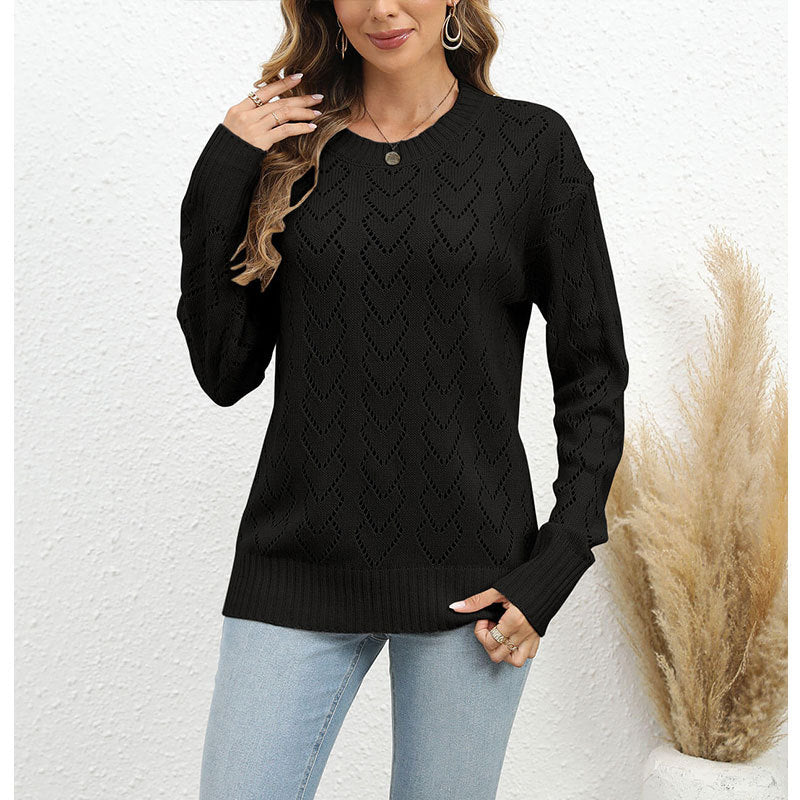 Damen Strickpullover mit zartem Herzmuster Drune