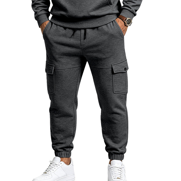 Herren Cargo-Jogginghose mit seitlichen Klappentaschen, Kordelzug und Elastischen Bündchen Drune