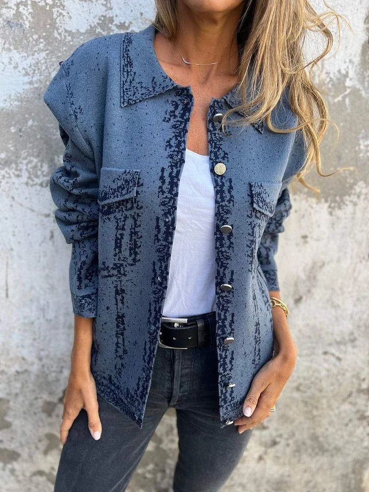 Drune | Bedruckte Metallknopf Gestrickte Reversjacke