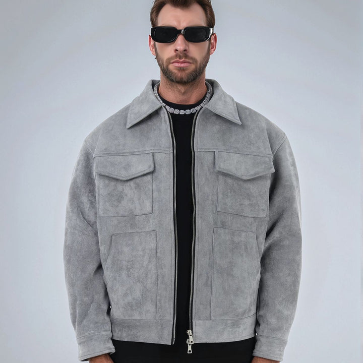 Herren modische Jacke mit praktischen aufgesetzten Taschen und Reißverschluss Drune