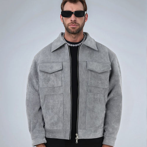 Herren modische Jacke mit praktischen aufgesetzten Taschen und Reißverschluss Drune
