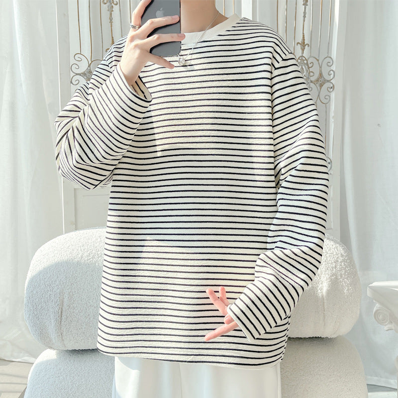Unisex Lässiges gestreiftes Langarm-T-Shirt Drune