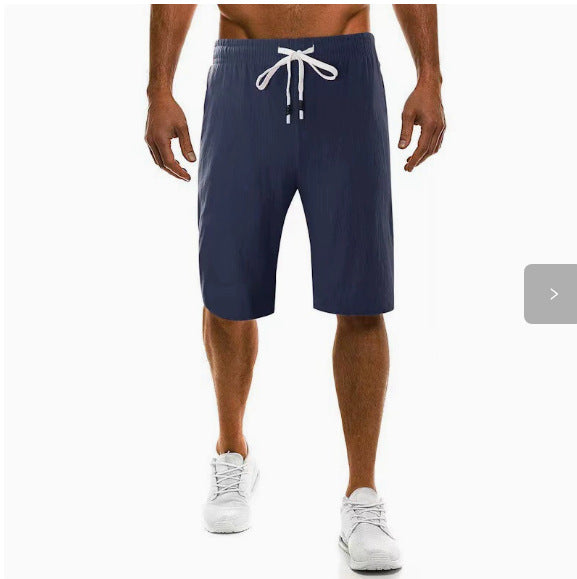 Herren nan leichte Leinenhose mit elastischem Bund weites Bein und seitlichen Eingrifftaschen Drune