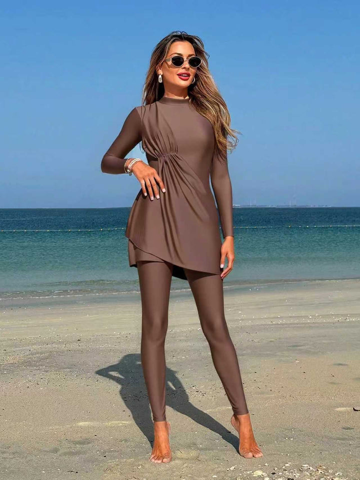 Damen Modischer Sportbadeanzug mit asymmetrischem Rock Drune