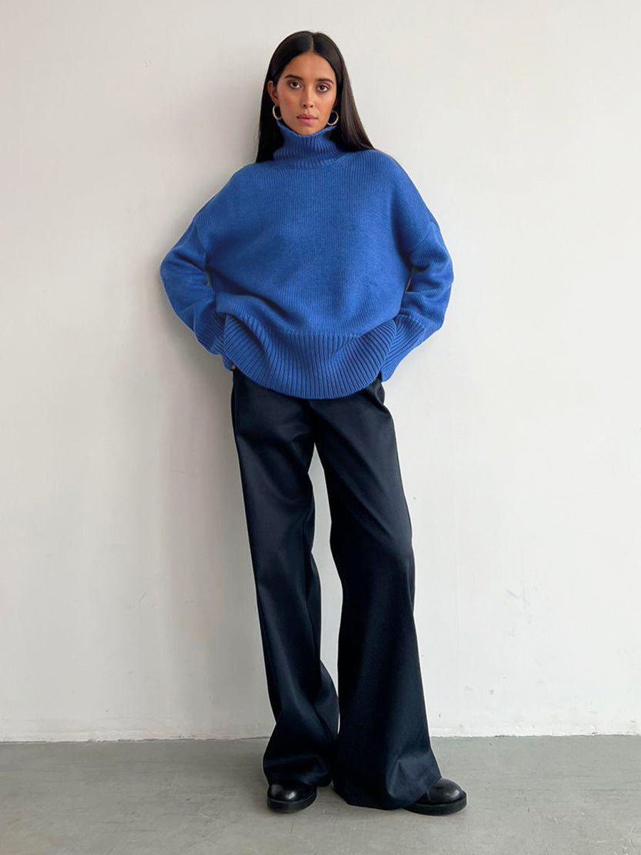 Damen Kuscheliger Rollkragenpullover aus hochwertiger Baumwollmischung mit lockerer Passform Drune