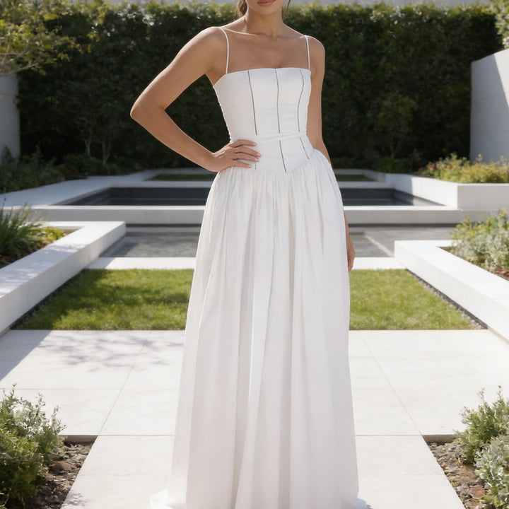 Damen Elegantes Maxikleid mit floralem Muster und schulterfreiem Design Drune