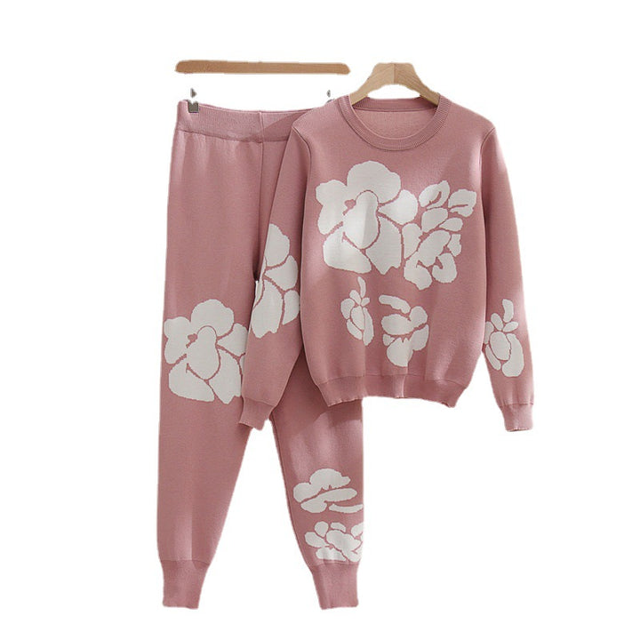 Damen Strickanzug mit floralen Designs Drune