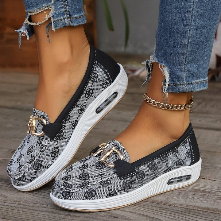 Damen Mokassin-Slipper mit luftgepolsterter Plateausohle und Zier-Bit Drune