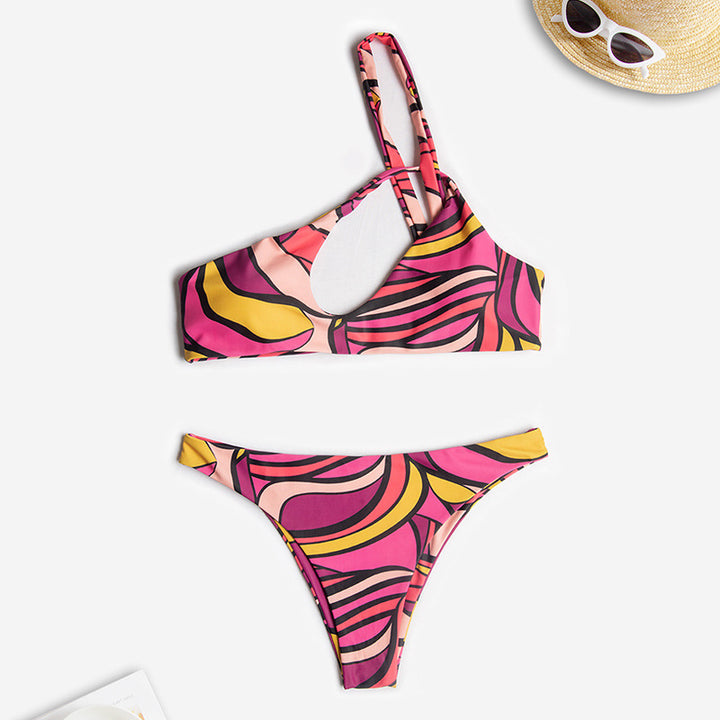 Damen Einseitiger Bikinis mit modischem Cut-Out Drune