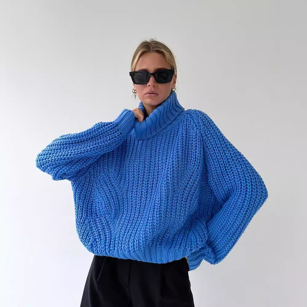 Damen Oversized Grobstrick-Pullover mit Rollkragen und weitem Schnitt Drune