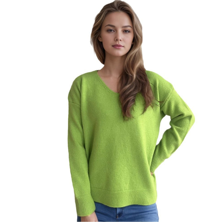 Damen lässiger V-Ausschnitt Pullover mit modernem Strukturdesign Drune
