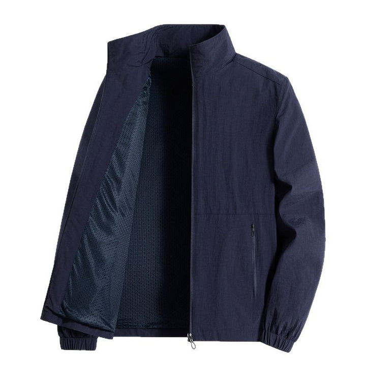 Herren Ultraleichter Urban-Windblouson mit Stehkragen, Zwei-Wege-Reißverschluss und elastischen Bündchen Drune