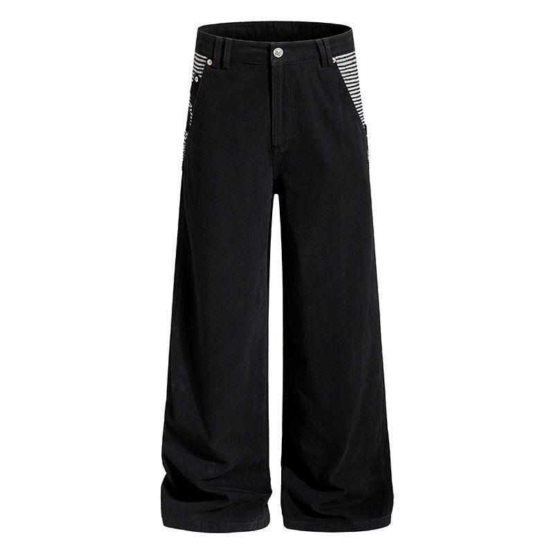Damen Weite High‑Waist Culotte-Jeans im Palazzoschnitt mit kontrastierten Eingrifftaschen Drune