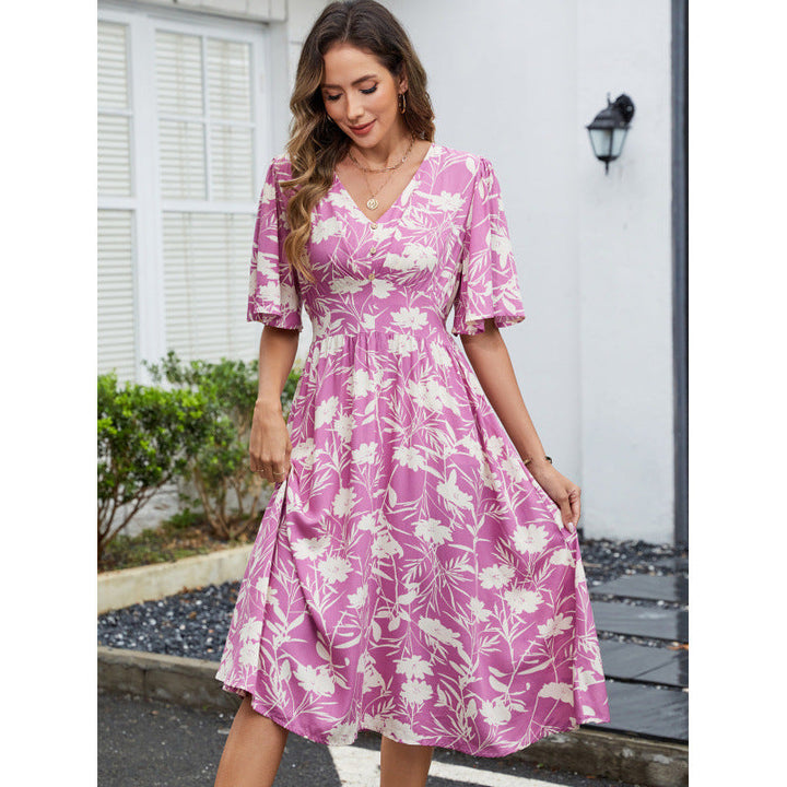 Damen Blumenmuster Wickelkleid Drune